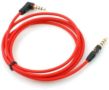 System-S 4 Polig 3,5 mm Klinke auf 3,5 Klinke Stecker Gewinkelt 90° Grad Kabel 110 cm Rot