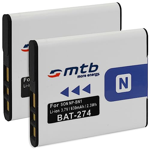 2X Batteries NP-BN1 Compatible avec Sony Cyber-Shot DSC-W710, W730, WX80, WX200