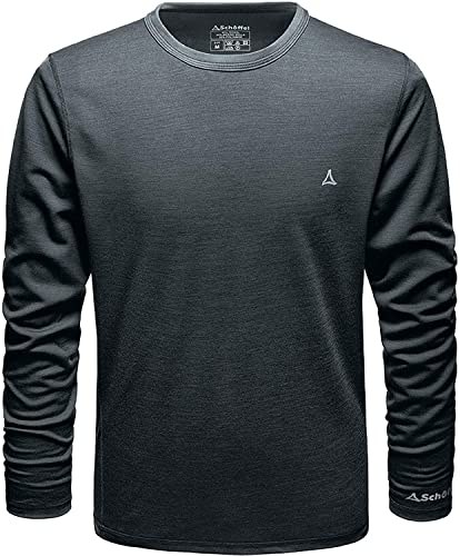 Schöffel Herren Merino Sport Shirt 1/1 Arm M, temperaturregulierendes Langarmshirt, atmungsaktives Funktionsunterwäsche-Shirt in Wollqualität, anthrazit, S