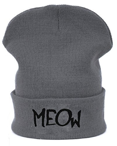 Winter Beanie Mütze Hat MEOW Bad Hair Day HATS Cap Fashion Ski Snowboard Morefazltd (TM) (Meow1 gray black)