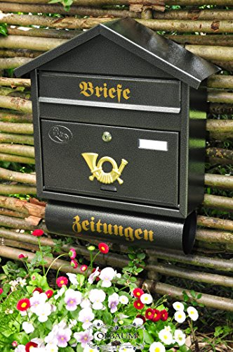 BTV Design Briefkasten S schwarz anthrazit grau großer Einwurf Zeitungsfach Zeitungsrolle Nostalgie