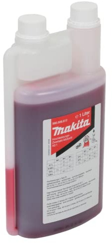 Makita 980008612 2-Takt-Motoröl 1 Liter mit Dosierflasche, Hochleistungs-Motoröl, teilsynthetisch, raucharm, Mischverhältnis 1:50