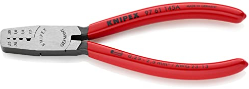 KNIPEX Crimpzange für Aderendhülsen auf SB-Karte mit Kunststoff überzogen 145 mm, 97 61 145 A SB
