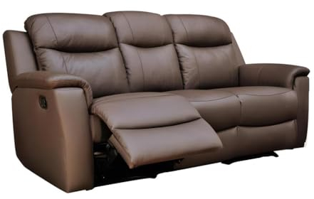 Vente-unique-Relaxsofa Leder 3-Sitzer - Braun - Evasion