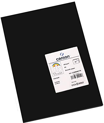 CANSON Iris Vivaldi - Paquet 50 feuilles de papier couleur A4 - 185g/m² - Noir