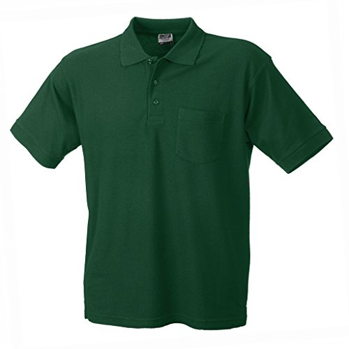 James & Nicholson Klassisches Piqué Polohemd mit Brusttasche (L, dark-green)