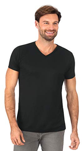 Trigema Herren V-Shirt aus 100% Lyocell,Schwarz,L