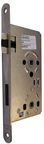 Alpertec 36053230 Einsteckschloß Objektschloß DIN RECHTS für Badtüren WC Edelstahl matt, Stulp 20 mm rund, Vierkant 8 mm, Abstand: 78 mm, Schlösser NEU