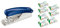 Leitz 5501 Büroheftgerät Klein NeXXt, 25 Blatt inclusive 5 Päckchen Heftklammen mit je 1.000 Stück (mit 7000 Heftklammern, blau)
