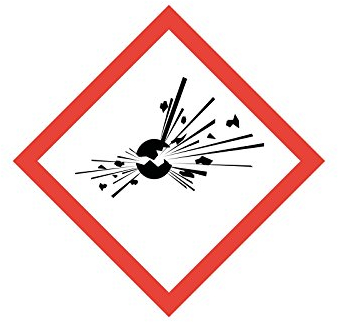 Gefahrstoffaufkleber GHS01: Explosionsgefährlich, hin151, 10x10cm, Gefahrstoffsymbol, GHS-Kennzeichnung, Achtung, Warnung, Vorsicht, Hinweis