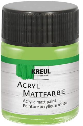 KREUL 75542 - Acryl Mattfarbe, maigrün im 50 ml Glas, cremig deckende, schnelltrocknende Farbe auf Wasserbasis, für viele verschiedene Untergründe geeignet