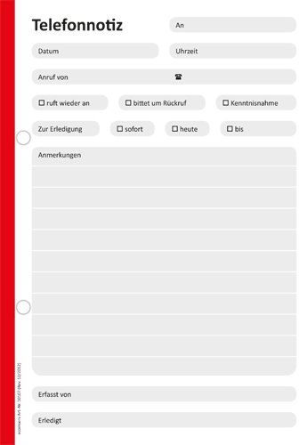 ecomserv PRICARO Telefonnotizblock, A5 gelocht, rot, 5 Stück