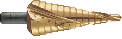 Alpen 72800729100 Stufenbohrer, HSS Co5 TiN, 2 Schneiden Bohrer, Durchmesser 6.0 mm-37.0 mm, Größe 4