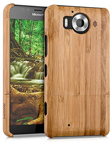 kwmobile Hülle kompatibel mit Microsoft Lumia 950 - Handy Bambus Schutzhülle - Cover Handyhülle Hellbraun