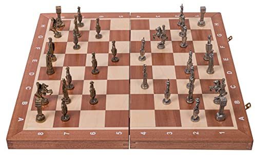 SQUARE - Scacchi in legno - RE ARTU - Metal Lux - Scacchiera + I pezzi degli scacchi - Metalli