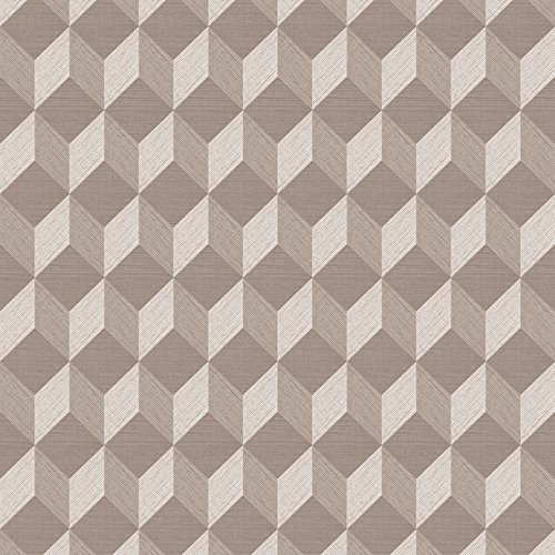 Muriva NEW Luxury CUBIX 3D Effect Squares Cubes Geometric Vinyl Wallpaper Beige J43707