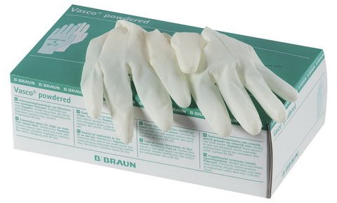 B.Braun Vasco powdered Untersuchungshandschuhe Naturlatex Gr. S