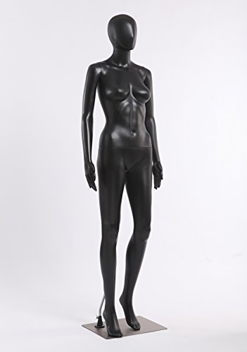 Eurohandisplay weibliche Schaufensterpuppe FC-7Black matt schwarz,ohne Gesicht, Arme und Kopf 360 Grad drehbar Schaufensterpuppe Female Mannequin Egghead