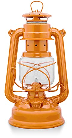 Feuerhand Sturmlaterne Baby Special 276 - Made in Germany seit 1893 - Petroleumlampe aus pulverbeschichtetem Stahl und bruchsicherem Glas - Pastell-Orange