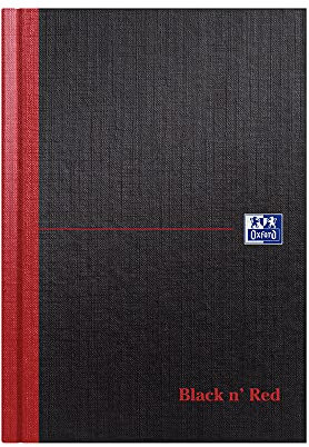 Oxford Black n 'Red liniert A-Z, gebunden A4 Notizbuch, 192 Seiten A5 schwarz/red