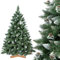 FairyTrees Weihnachtsbaum künstlich 150cm Kiefer mit Christbaum Holzständer | Tannenbaum künstlich mit Natur-Weiss beschneit | Made in EU
