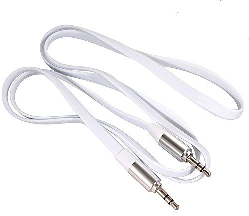 Maclean MCTV-694 W Flach Audio Kabel Adapter Jack 3.5mm Aux Audio Klinken Stecker Schwarz Weiß 1m 2m (1m weiss)