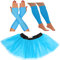 REDSTAR SCHICKES KLEID, TUTU ROCK, PAKET INKLUSIVE FISCHNETZ STULPEN, HANDSCHUHEN UND REGENBOGEN ARMBAND Gr. One size, türkis