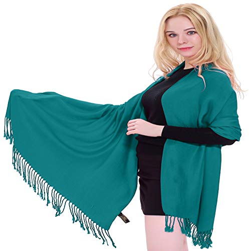 CJ Apparel Einfarbiger Nepalesischer Pashmina-Schal Gr. Einheitsgröße, petrol