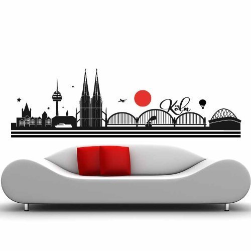 wandtattoo-factory Skyline Köln - 190 x 60cm - Farbe: Schwarz