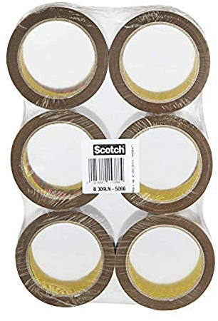 Scotch S5066F6 Lot de 6 Rouleaux de Ruban adhésif sans solvant Acrylique 50 mm x 66 m Havane