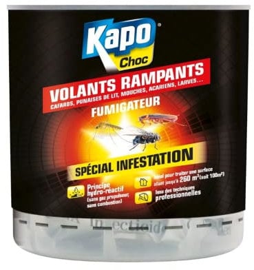 Kapo Fumigateur Total - 10 gr - Idéal pour éliminer tous les insectes - Propagation d'une Fumée Insecticide - Longue Durée - Sans Dépôt - Pour 170 m3