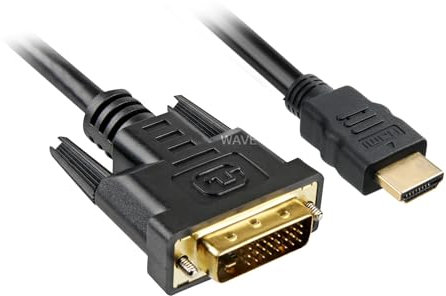 Sharkoon 5m, HDMI/DVI-D - câbles vidéo et adaptateurs (HDMI/DVI-D, HDMI, DVI-D, Male, Male, Noir, 1920 x 1080 Pixels)