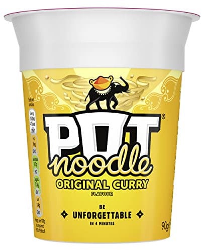 Pot Noodle Original Curry Instant Snack quick to make noodles 90 g, White