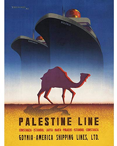Wee Blue Coo Travel Palestine Shipping Line Camel Liner Ocean Boat Poland Art Print Poster Wall Decor Kunstdruck Poster Wand-Dekor-12X16 Zoll