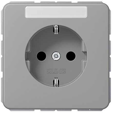 Jung 1520 NA GR Schuko Steckdose 16 A 250 V mit Schriftfeld 6 x 37 mm Serie CD grau, 250 V