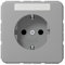 Jung 1520 NA GR Schuko Steckdose 16 A 250 V mit Schriftfeld 6 x 37 mm Serie CD grau, 250 V