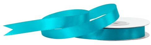 Satinband 12mm x 25m Rolle - FARBAUSWAHL in 3/6/12/18/25/38/50/75/100mm - farbecht & waschbar - Schleifenband für Hochzeit - Geschenkband zum Verpacken Dekorieren Basteln - Türkis 340D