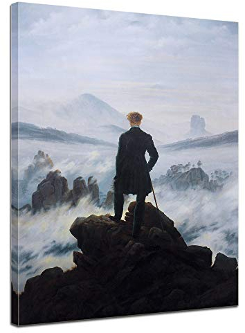 Bilderdepot24 Bild auf Leinwand | Caspar David Friedrich Der Wanderer über dem Nebelmeer in 50x60 cm als Wandbild | Wand-deko Dekoration Wohnung alte Meister | 180111-50x60