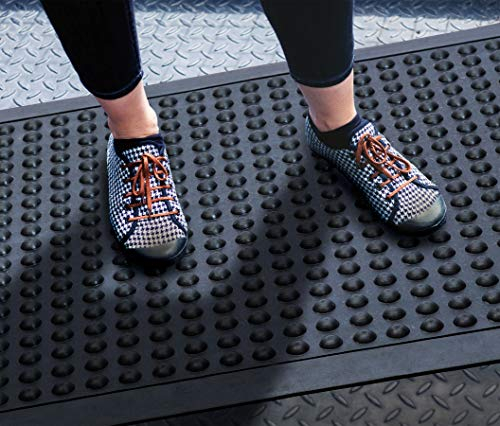 Doortex Anti-Ermüdungsmatte | Arbeitsplatzmatte anti-fatiguemat | 90 x 150 cm | aus 100 % Gummi | schwarz | rechteckig | mit Noppenstruktur