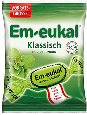 Em-eukal Klassisch Hustenbonbon zuckerhaltig Großbeutel 150g – Der Klassiker mit Eukalyptusöl und Menthol sorgt für den ganz besonderen Geschmack – Höchste Premiumqualität (1 x 150g)