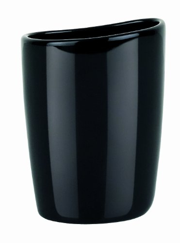 Spirella Etna Zahnputzbecher, glänzendes Steingut, Schwarz