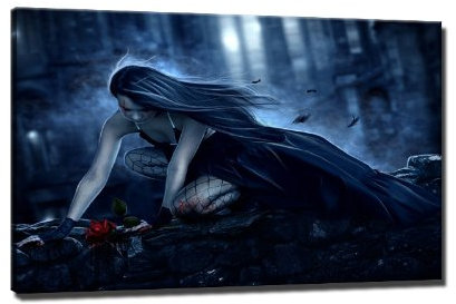 Gothic darkness Bild auf Leinwand - 60 x 40 cm - Fertig gerahmte Kunstdruck Bilder als Wandbild - Billiger als Ölbild Gemälde - KEIN Poster oder Plakat