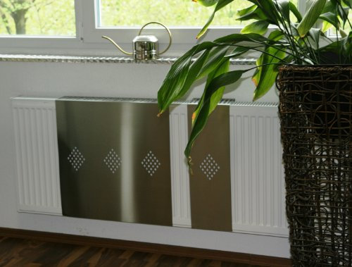 Heizkörperverkleidung 60 x 20 cm Design: Raute Edelstahl (1 Stück) Marke: Szagato (Heizkörper-abdeckung für Heizkörper/Heizung Heizungs-verkleidung Heizkörper-verkleidung Heizungs-abdeckung)