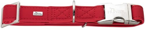 HUNTER SOFTIE ALU-STRONG Hundehalsung, Hundehalsband, Kunstleder, Aluminium Klickverschluss, M, rot