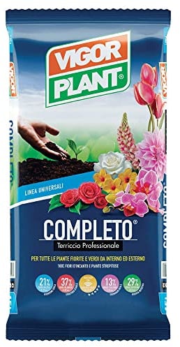 VigorPlant Terriccio Completo 45 lt Ammendante Torba Neutra Terra per Piante Universale - 45 lt