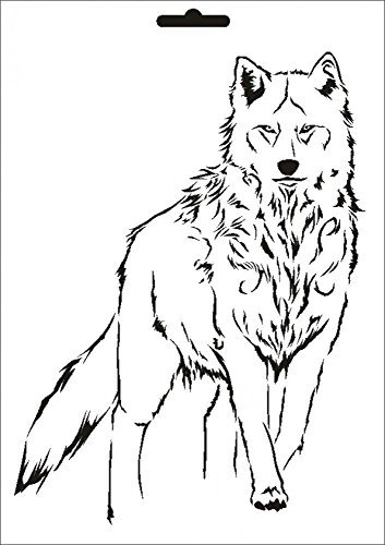 UMR-DESiGN W-635 Wolf Single Layer Schablone für Acryl, Airbrush, Spray, Tattoo, Lacke und Wand Farbe Grösse A3
