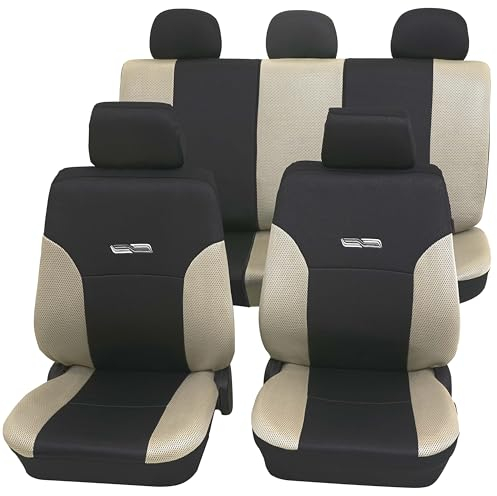 PETEX Auto Sitzbezüge Universal Komplett Set 11-teilig - Wave beige, Eco Class mit SAB 1 Vario