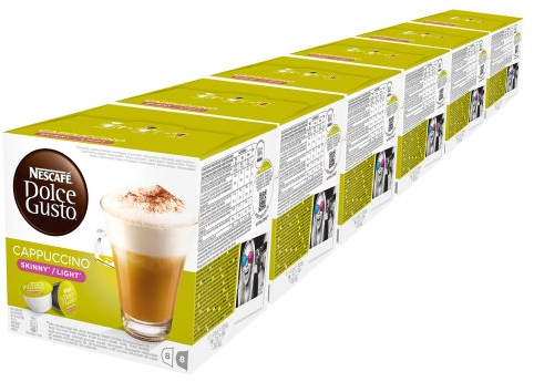 Nescafé Dolce Gusto Cappuccino light, Lot de 6, 6 x 16 Capsules (48 portions)