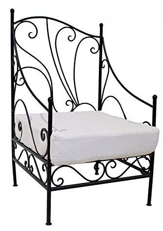 Orientalischer Lounge Sessel Gartensessel aus Metall Murcia 60cm Groß | Marokkanischer Gartenstuhl Inkl. Sitzkissen Stuhlkissen | Mediterrane Gartenmöbel als Deko im Garten Terrasse oder Balkon