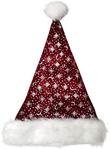 Ciffre Weihnachtsmützen Mütze Nikolausmütze Weihnachtsmütze - Bordeaux Glitzer Plüsch